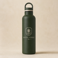 Boutique hotel reusable bottle in matte forest green