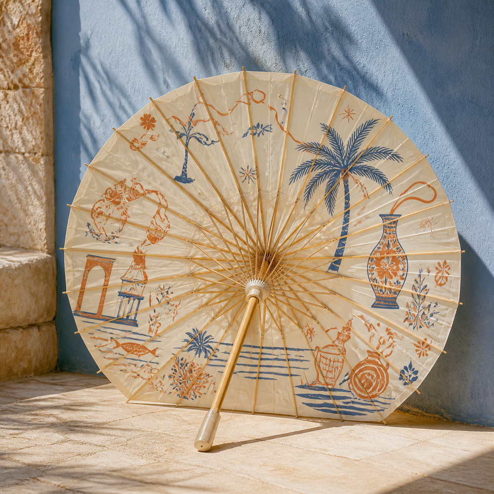 Illustrated custom paper parasol