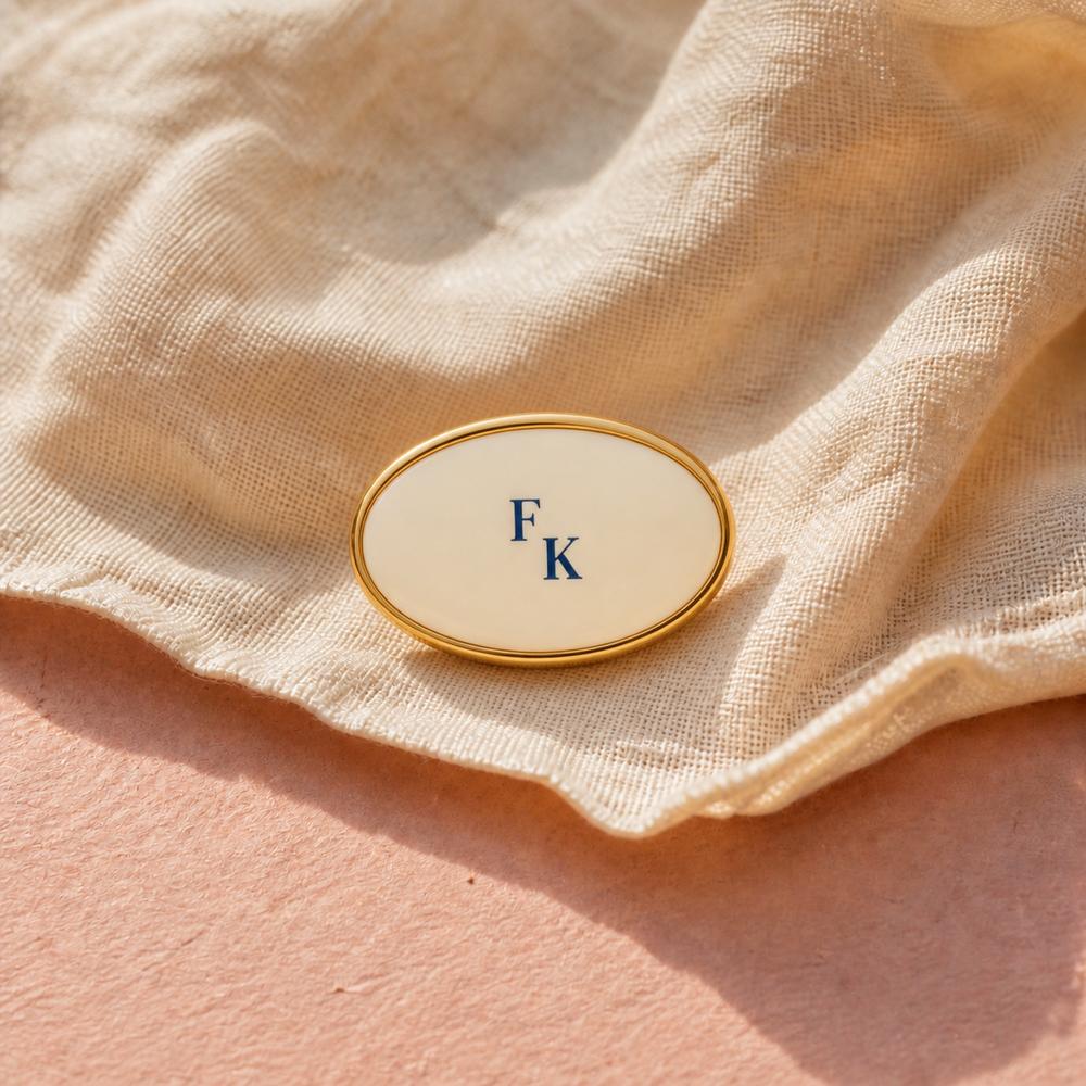 Oval custom wedding lapel pin